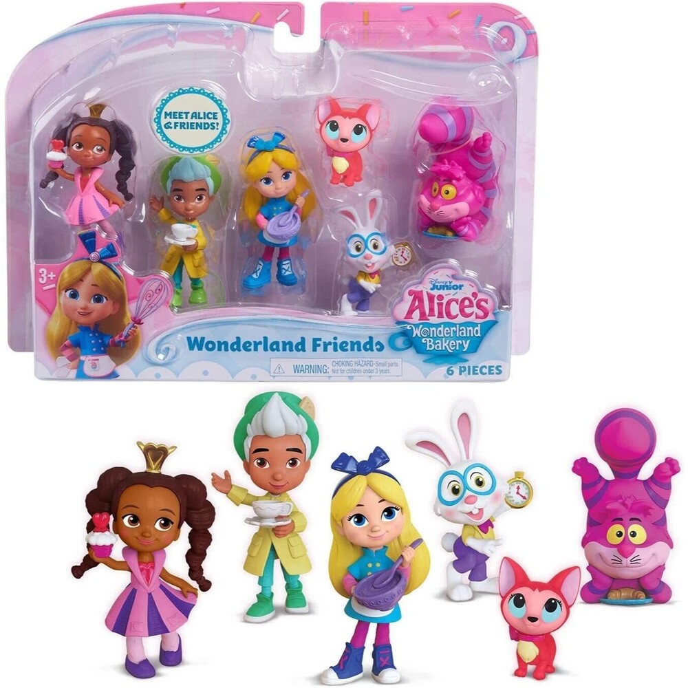 WONDERLAND FRIENDS Alice's Bakery 6 Figure Pack HATTIE FERGIE Cheshire Cat READ!